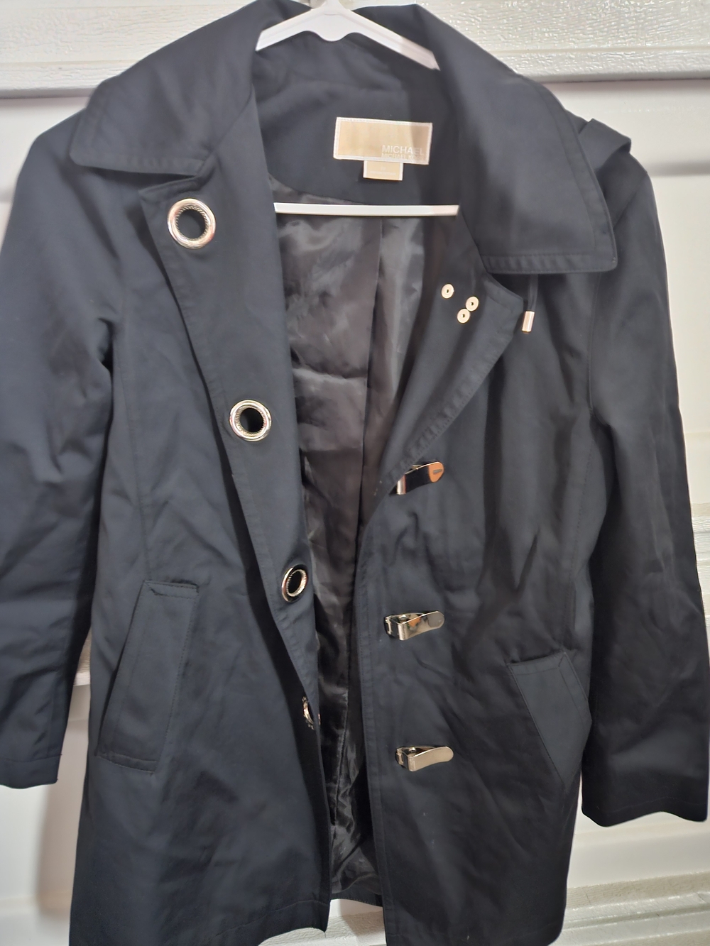 Michael Kors Black Pea Coat with Gold Hardware